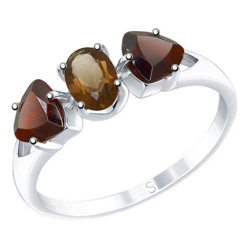 Серебряное кольцо женское с полудрагоценными вставками SOKOLOV 92011589 р.17 в Инсити