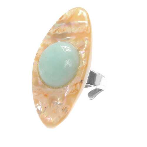 Кольцо женское Nature Bijoux NB20.1-19-23700 бежевое/голубое в Инсити