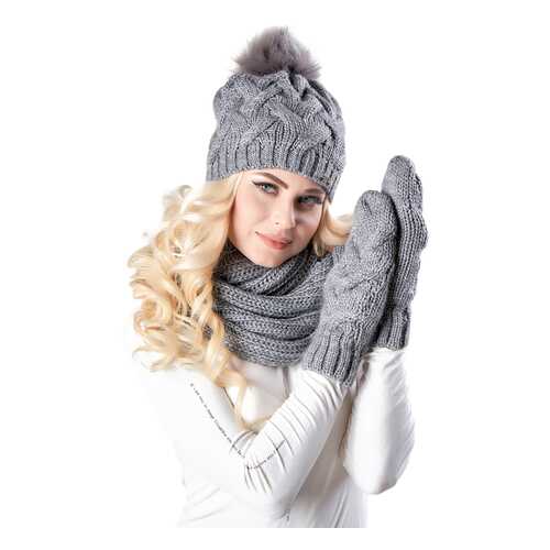 Комплект (шапка+шарф) женский Jagga 1371 серый ONE SIZE в Инсити